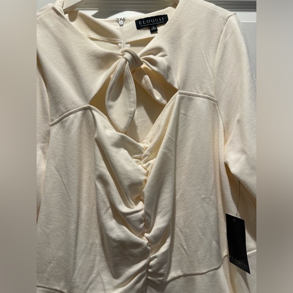 Eloquii Gathered Peplum Top with Bow - Picture 2 of 2